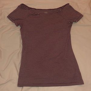 red and white striped shirt sleeved t-shirt